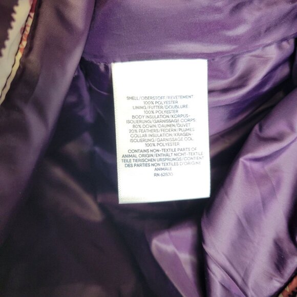 Lands' End Women's XL Down Puffer Vest Animals Purple Burgundy - Picture 5 of 5